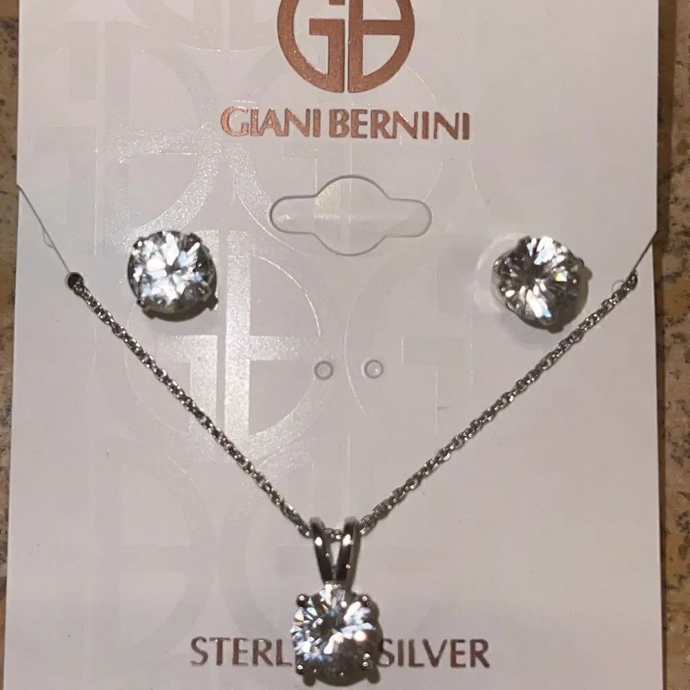 NWT Giani Bernini lab created Sapphire sterling silver & Pendant Necklace Set